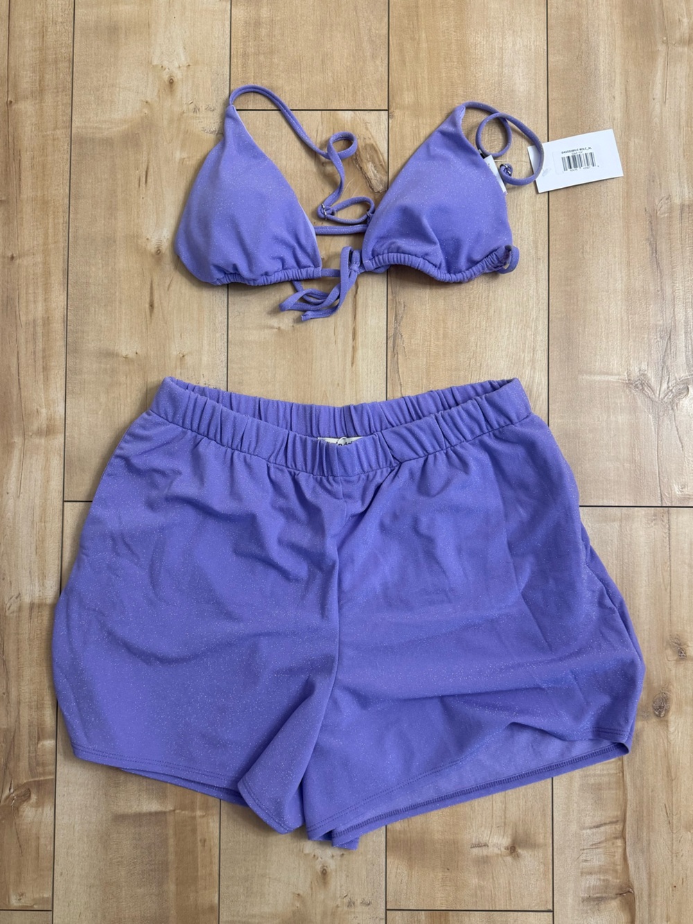 Dippin' Daisy's Lilac Shimmer Bikini Top and Shorts Set